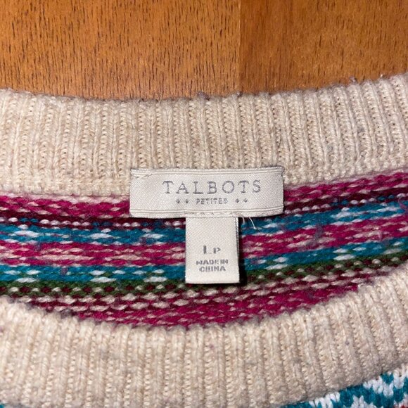 Talbots Fair Isle Multicolor Sweater LP Cotton Acrylic Nylon Blend - Picture 5 of 7